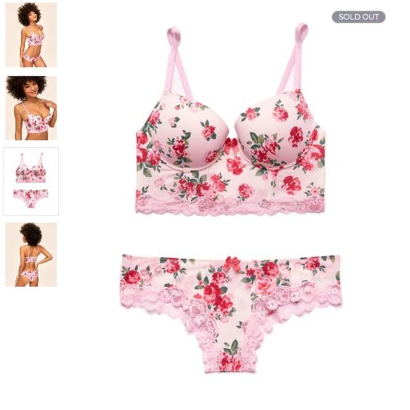 NWT Adore Me Meissa Push Up Set size 34A S pink floral - Picture 2 of 11